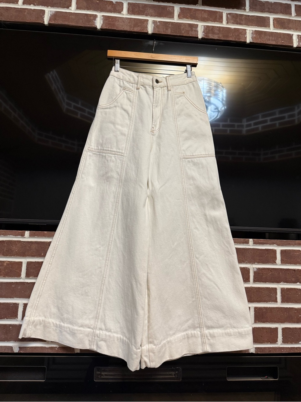 NWOT FARM Rio Cream High-Rise Wide-Leg Pants